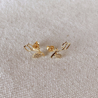 18k Gold Filled Tulip Stud Earrings with CZ stones – elegant floral design by Kavelle Jewelry
