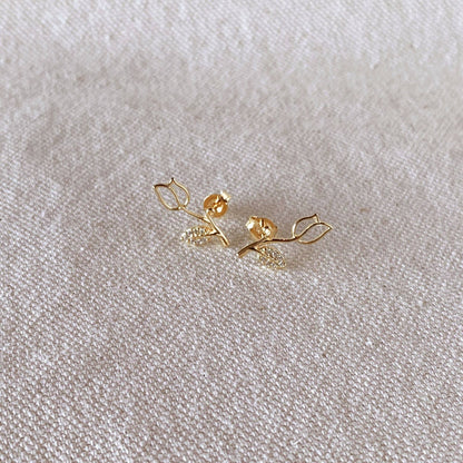 18k Gold Filled Tulip Stud Earrings with CZ stones – elegant floral design by Kavelle Jewelry