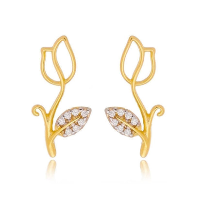 18k Gold Filled Tulip Stud Earrings with CZ stones – elegant floral design by Kavelle Jewelry
